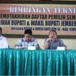 Habib M Rohan saat menyampaikan materi bimtek pemutakhiran data. (yudi/BANGSAONLINE)