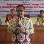 Ketua DPRD Kabupaten Malang Darmadi saat menyosialisasikan UHC, beberapa waktu lalu.