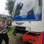 Kondisi Bus antar kota yang alami kecelakaan di di KM 12/A Tol Gunungsari Surabaya, Rabu (29/1/2025).