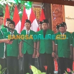 Prosesi pelantikan Ketua PC GP Ansor Kabupaten Mojokerto 2022-2026. Foto: ROCHMAT SAIFUL ARIS/BANGSAONLINE