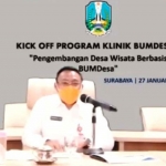 Kepala Dinas Pemberdayaan Masyarakat Desa (DPMD) Jatim Mohammad Yasin meresmikan Program Klinik BUMDesa Jatim 2021 lewat Virtual Ceremony Kick-off. (foto: ist)