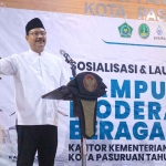Wali Kota Pasuruan, Saifullah Yusuf, saat melaunching Kampung Moderasi Beragama di Aula Kecamatan Panggungrejo.