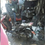 Kondisi motor Zainuri usai terbakar.