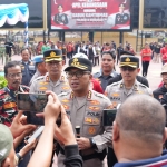 Kapolresta Sidoarjo saat memberi keterangan kepada awak media usai apel
