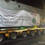 Heavylift Inland Transport Proyek GPF J-TB ini semalam sudah masuk Rest Area 1 di SPBU Tabaloan Duduk Sampeyan pukul 02.00 WIB.