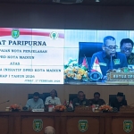 apat Paripurna DPRD Kota Madiun yang membahas tentang 3 Raperda Inisiatif. Foto: Hendro Suhartono/BANGSAONLINE