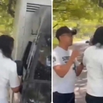 Tangkapan layar perseteruan seorang pria diduga anggota Intel Polrestabes Surabaya yang diduga menghalangi pemeriksaan mobil boks.