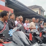 Konferensi pers terkait pengungkapan sindikat curanmor atau pencurian kendaraan bermotor di Mapolres Jombang.