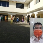 Aktivitas senam pagi yang dilakukan para pasien Covid-19 di shelter isolasi Hotel Mutiara Baru. Inset, dr. Icang Sarrazin.