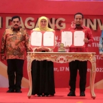 Gubernur Khofifah saat memimpin gelaran Misi Dagang dan Investasi antara Provinsi Jawa Timur dengan Provinsi Sulawesi Selatan.