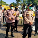 Kapolres Batu, AKBP Harviadhi Agung Prathama memberikan keterangan soal persiapan pelaksanaan PSBB Malang Raya, Minggu (17/5).
