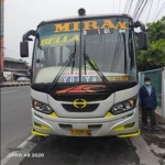 Bus Mira usai terlibat kecelakaan. foto: CATUR ANDY/ BANGSAONLINE