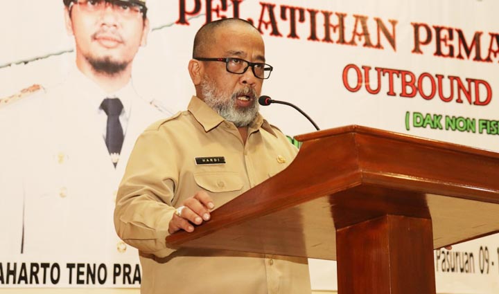 Kepala Dispora Kota Pasuruan Hardi Utoyo saat menyampaikan sambutan pembukaan pelatihan.