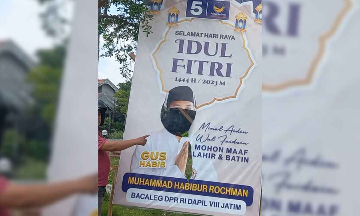 Salah satu spanduk Gus Habib yang jadi korban vandalisme.