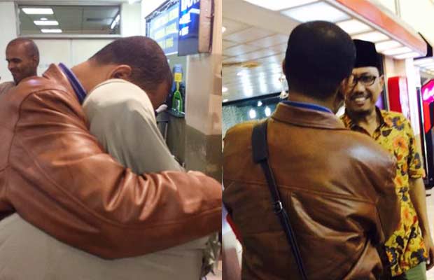 Keluarga Nadir Umar saat menjemput di bandara Juanda Surabaya bersama Ketua DPRD, M Sudiono Fauzan.