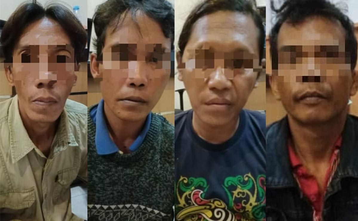 Empat tersangka pembobolan SD dan penadah barang curian.