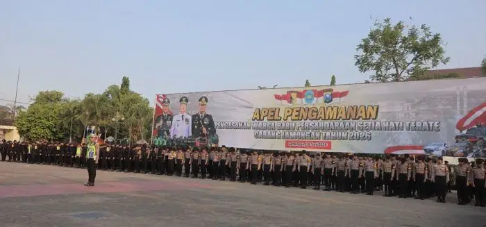  Apel Pengamanan Pengesahan Warga Baru PSHT Cabang Lamongan Pusat Madiun yang digelar di Mapolres Lamongan