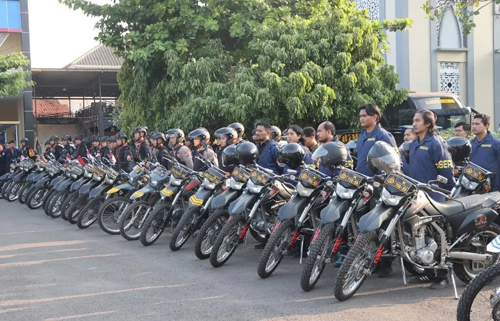 Apel personel gabungan pengamanan warga baru PSHT Tuban.