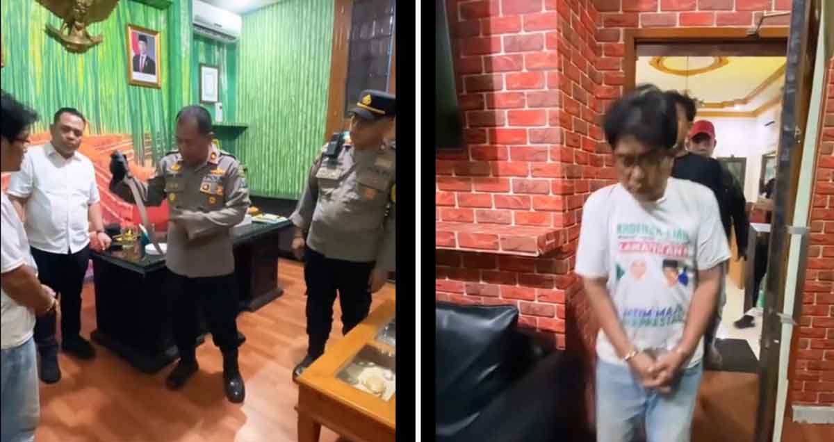 Pelaku pembacokan saat ditangkap petugas dari Polsek Simokerto.