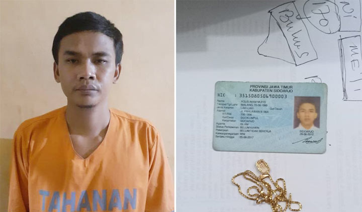 Pelaku beserta barang bukti diamankan di Mapolsek Waru.