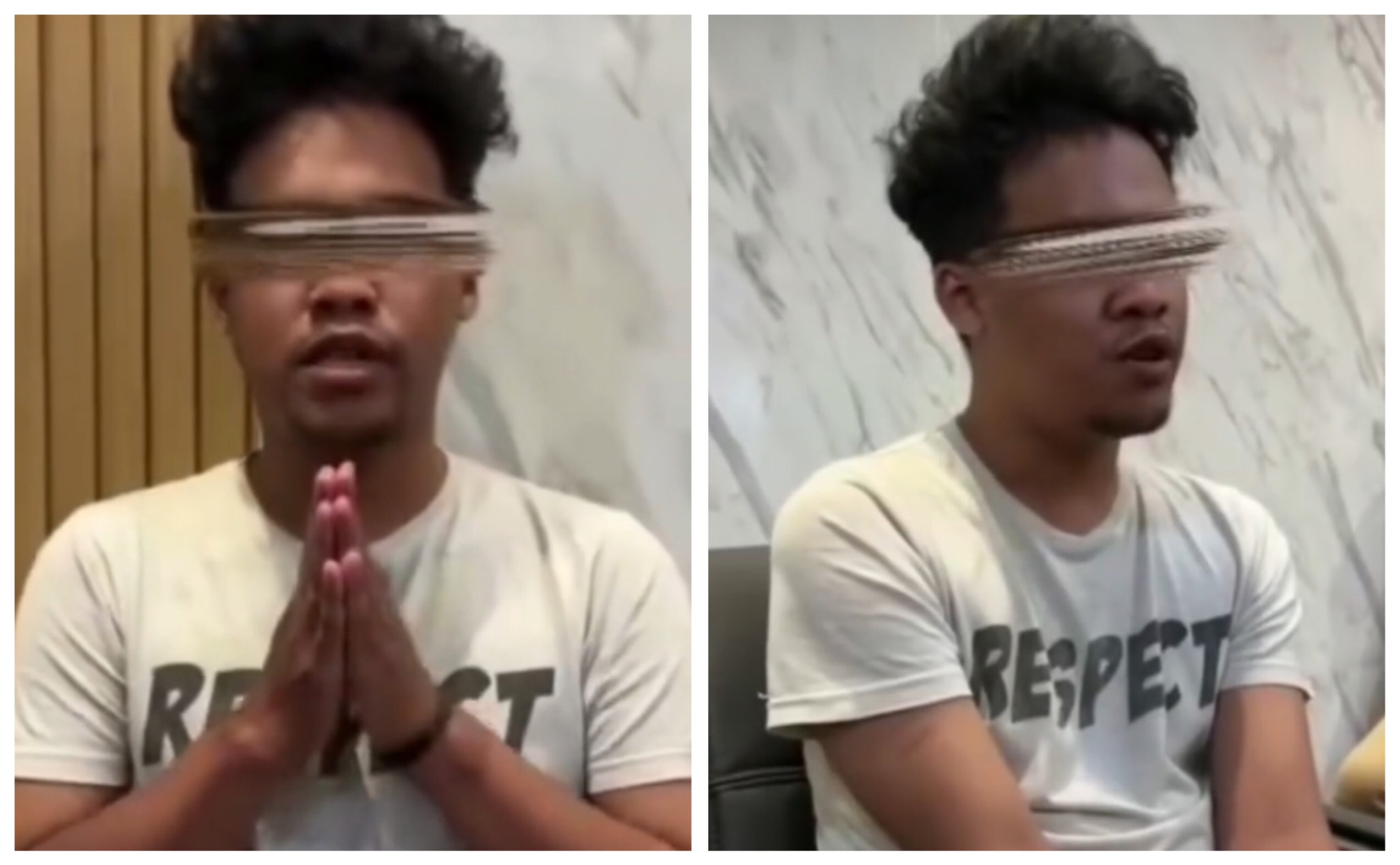 Pelaku saat membuat video permintaan maaf usai ditetapkan sebagai tersangka pembuat laporan palsu