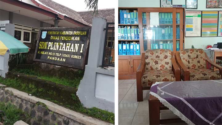 Suasana kantor dan tampak depan SDN Pelintahan I. 