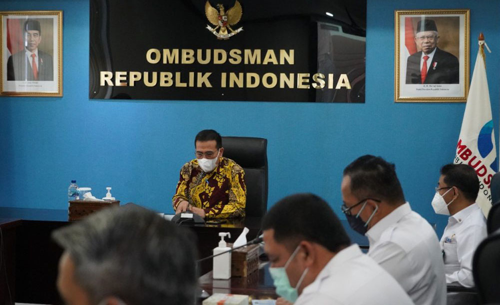 Ketua Ombudsman, Muhammad Najih saat memberikan sambutan di Gedung Ombudsman RI, Kamis (14/09/2022).
