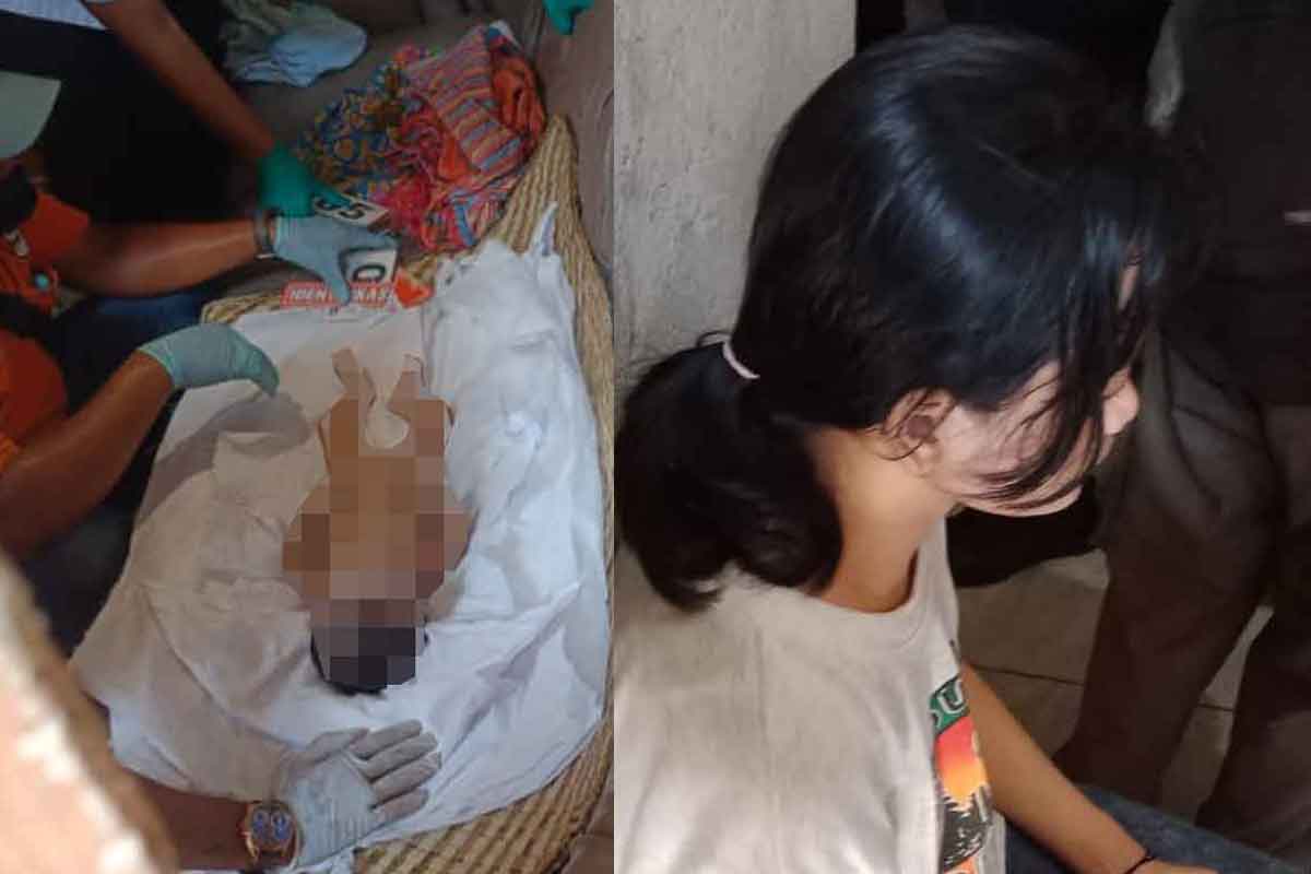 Jenazah bayi hasil hubungan gelap meninggal dunia yang diduga keracunan susu formula di Semolowaru, Sukolilo, Surabaya.