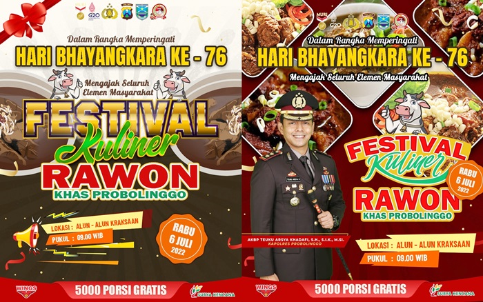 Polres Probolinggo menggelar Festival Kuliner Makan Daging Sapi alias Rawon.