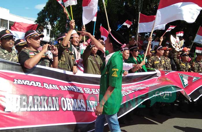 Aksi Damai, Ratusan Anggota Aliansi Ormas di Jombang Deklarasi Dukung Perppu No 2 Tahun 2017