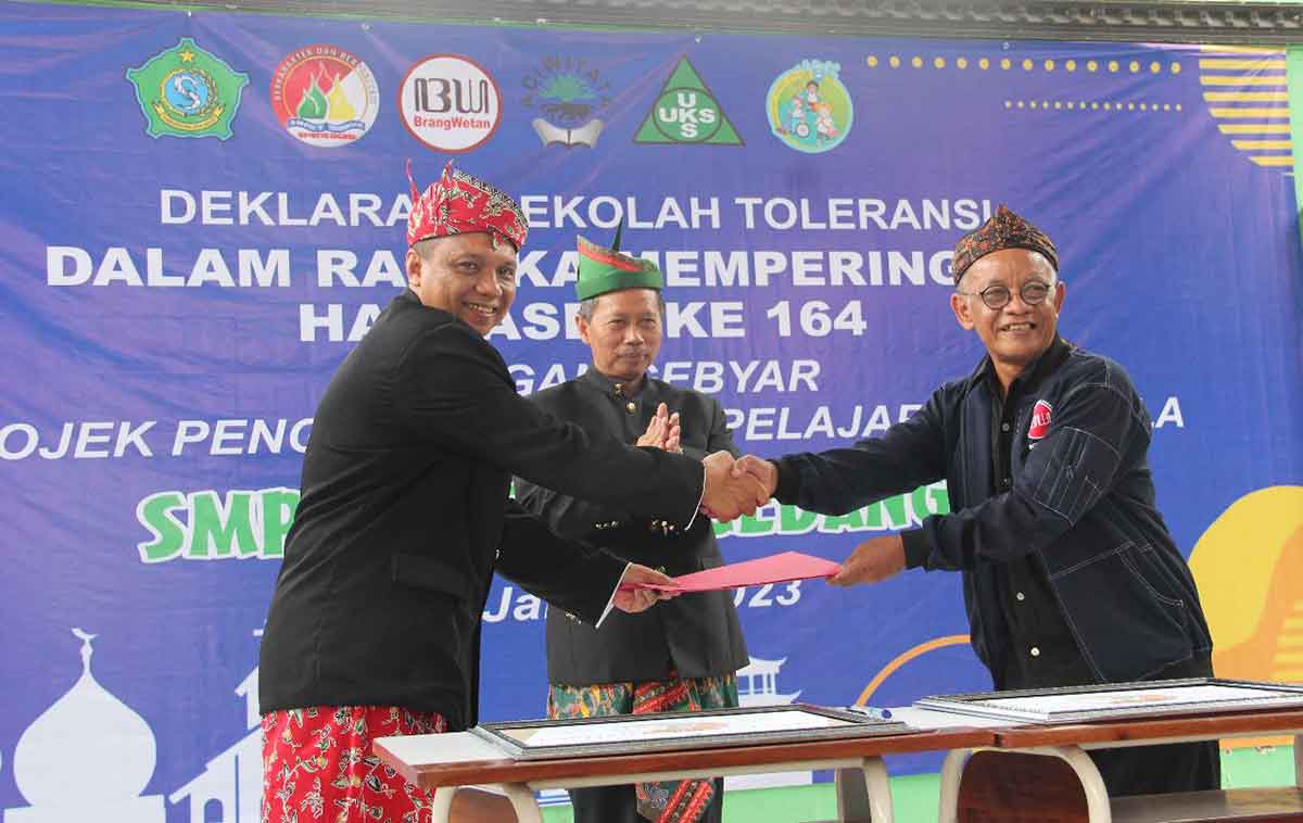 Suasana Deklarasi Sekolah Toleransi di SMPN 1 Gedangan, Sidoarjo.