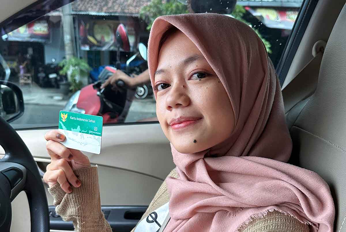 Salah satu peserta BPJS Kesehatan dari Kabupaten Madiun, May Amilus (27). 