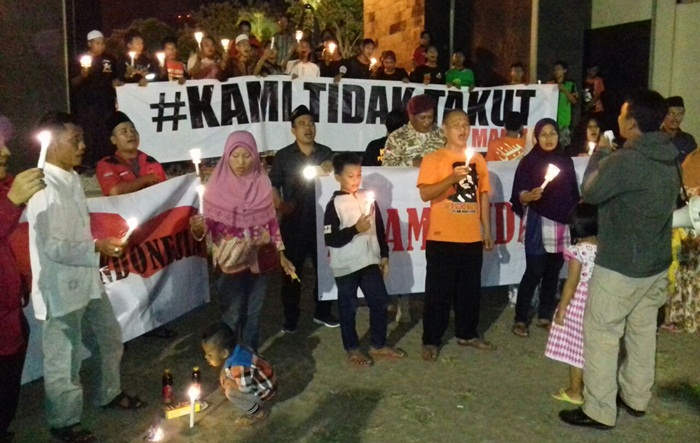Di Alun-alun Bangil Berbagai Elmas Menyatakan Sikap tak Takut Teroris. Foto: SUPARDI/BANGSAONLINE