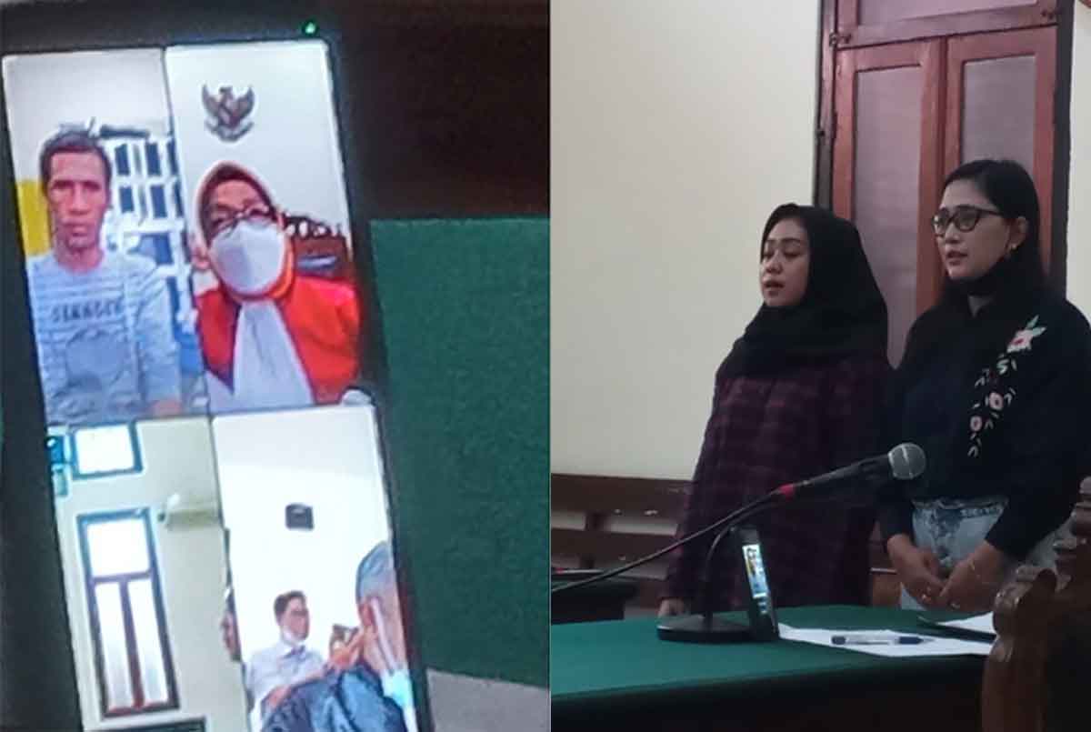 Sidang yang lakukan oleh korban dan terdakwa secara daring di Pengadilan Negeri Surabaya, Senin (26/12/2022).