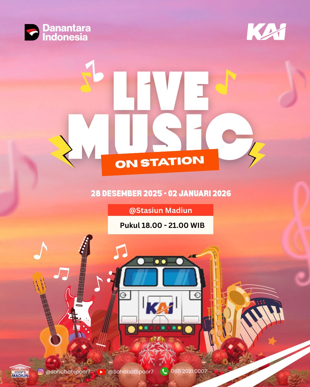 KAI Daop 7 Hadirkan Live Music di Stasiun Madiun Selama Masa Angkutan Nataru