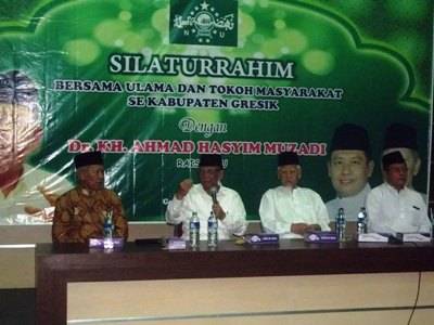 ?Suasana Silaturrahim Bersama Ulama dan Tokoh Masyarakat se Kabupaten Gresik yang berlangsung di Kantor PC NU Gresik, kemarin. foto:shopii/BANGSAONLINE