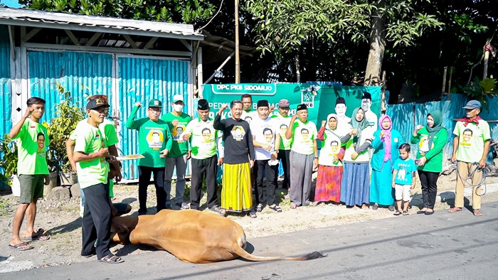 Peringati Idul Adha Sekaligus Harlah ke-24, DPC PKB Sidoarjo Sembelih 3 Ekor Sapi