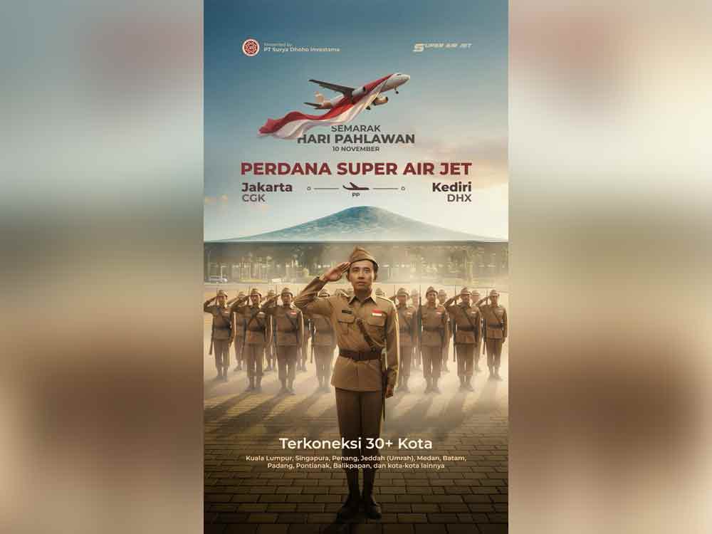 Penerbangan perdana Super Air Jet rute Jakarta (CGK) – Kediri (DHX) pulang-pergi.