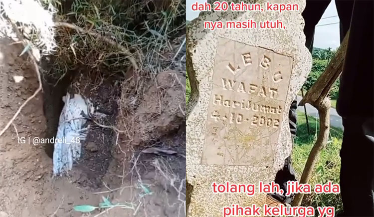 Tangkapan layar kuburan di Labuhanbatu longsor, Jumat (15/4).