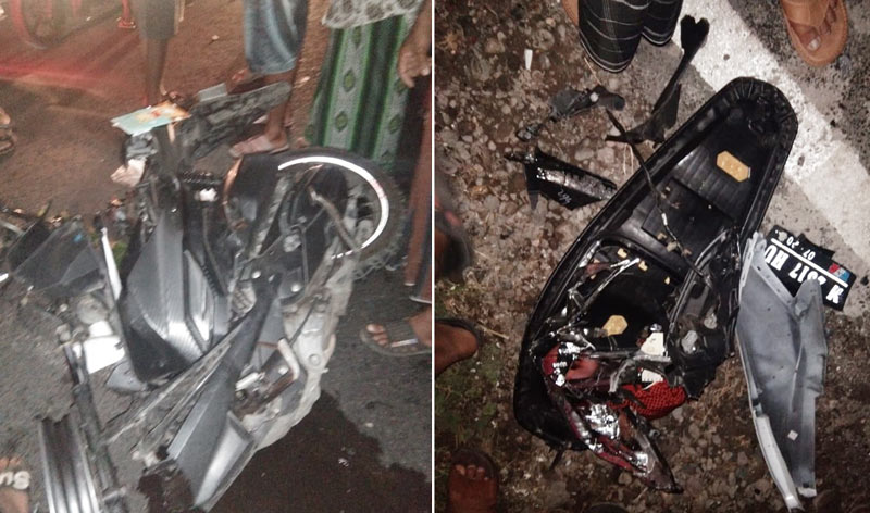 Kondisi motor korban yang hancur tak berbentuk.