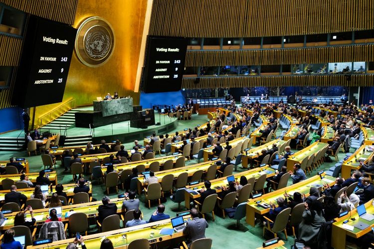 Daftar Negara yang Mendukung, Menolak dan Abstain Palestina Jadi Anggota PBB. Foto: Ist