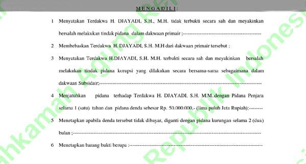 Salinan putusan MA soal Kasus Korupsi Mantan Dirut PDAM Sidoarjo. foto: mahkamahagung.go.id
