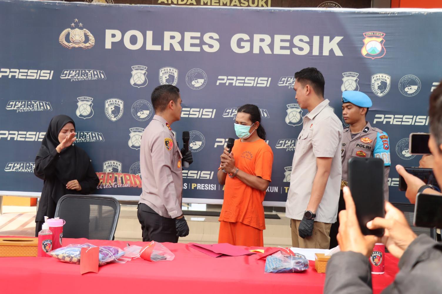 Polres Gresik Rilis Kasus Ayah Rudapaksa Anak Tiri, Begini Modus Bejatnya