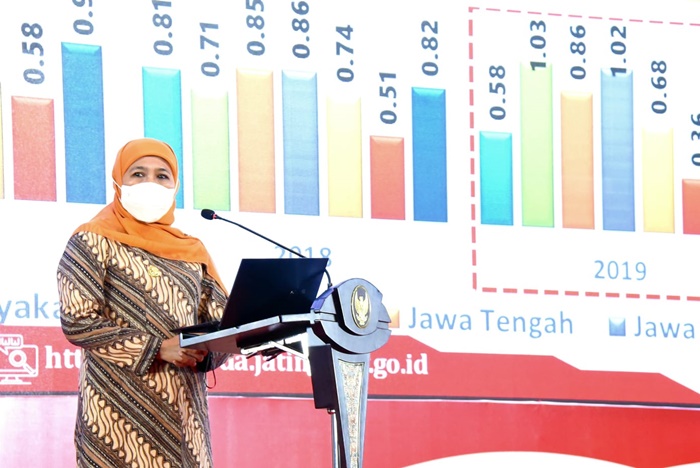Gubernur Jatim saat memberikan sambutan.