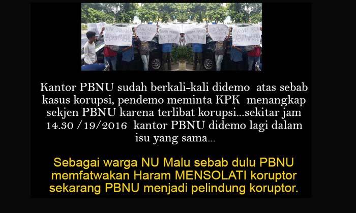 Inilah foto aksi demo di Kantor PBNU yang kini dijadikan meme di media sosial dan grup-grup WA. 