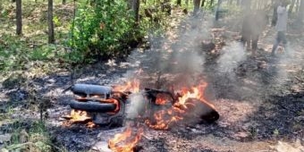Motor Vario yang Dikendarai Remaja di Bojonegoro Terbakar Usai Laka Tunggal