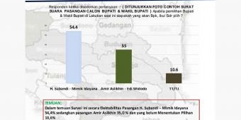 Hasil Survei Pilkada 2024 di Sidoarjo: Subandi-Mimik 54,4 Persen, Lin-Edy 35 Persen