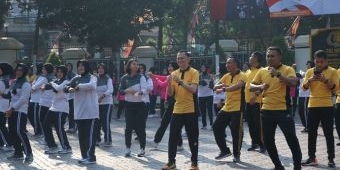 Sambut HUT Ke-74 Polwan Malang Gelar Olahraga Bersama