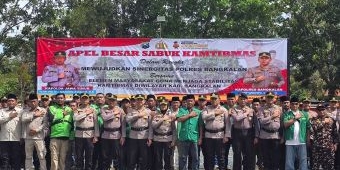 Jelang Mayday 2026, Polres Bangkalan Gelar Apel Kamtibmas
