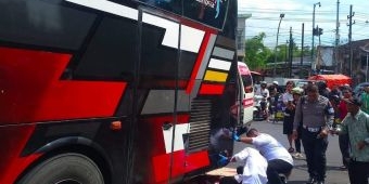 Diduga Dasbor Penuh, Bus Rombongan SD asal Jember Lindas Tukang Ojek hingga Tewas di Kota Batu